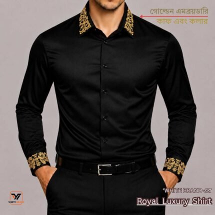 Royal Luxury Embroidery Shirt - Black
