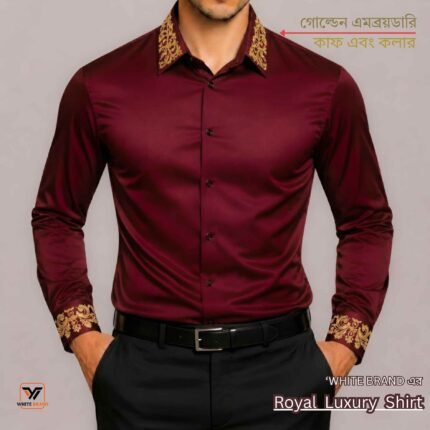 Royal Luxury Embroidery Shirt - Maroon